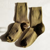Pesto Green Ribbed Socks by Le Bon Shoppe