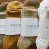 White Linen Hut Socks by Le Bon Shoppe at Golden Rule Gallery in Excelsior, MN