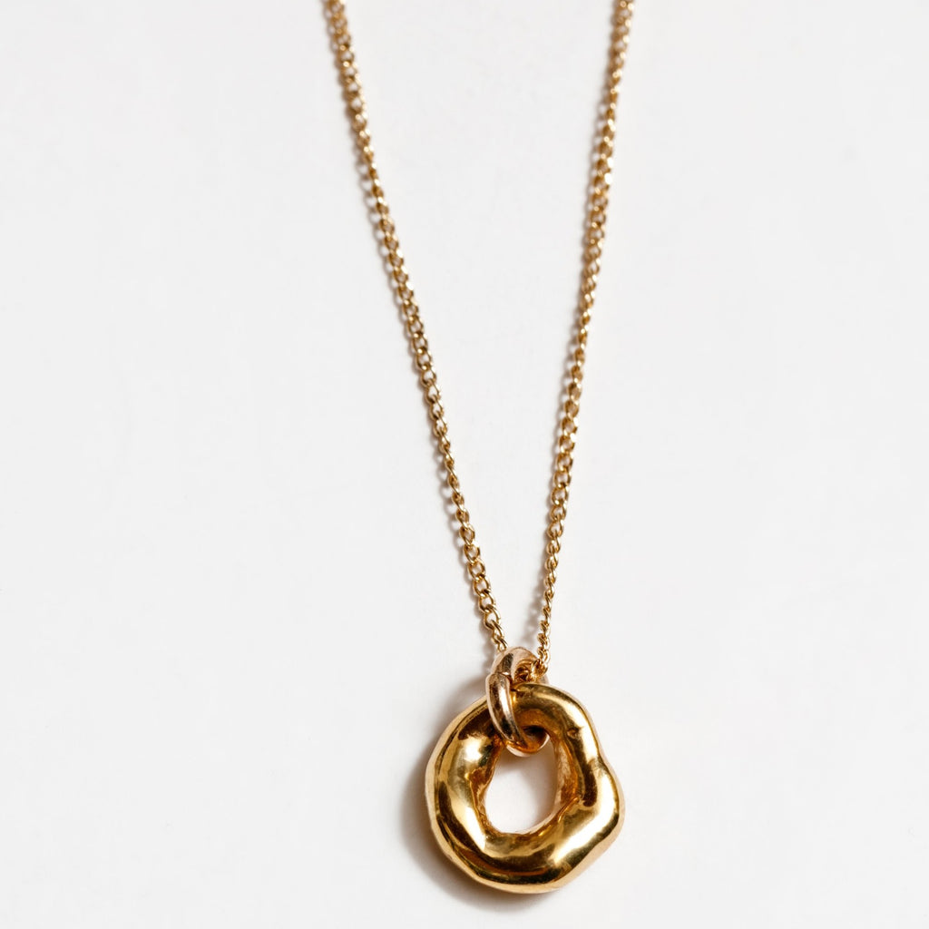Gold Plated Organic Circle Necklace by Wolf Circus Jewelry