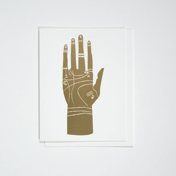 Palmistry Hand Gold Foil Card | Banquet Workshop | Fortune Cards | Matte Gold | Golden Rule Gallery | Excelsior, MN