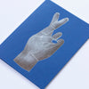 Fingers Crossed Note Card Silver Foil on Royal Blue at Golden Rule Gallery in Excelsior, MN