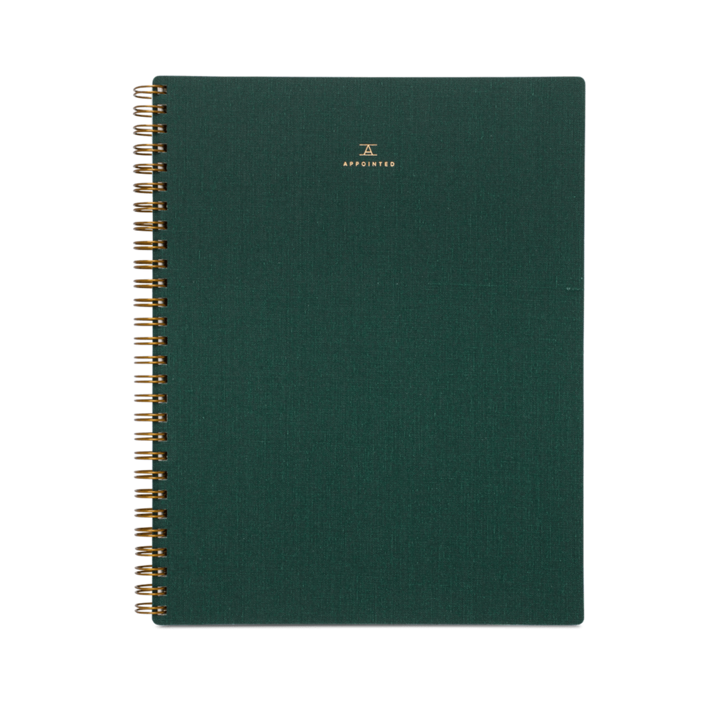 Appointed Linen Notebook in Hunter Green