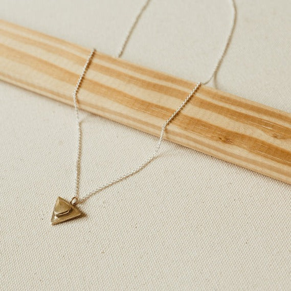 Triangle Pendant With Raised Rounded Center | Sterling Silver Cable Chain | Kiki Koyote | Golden Rule Gallery | Excelsior, MN