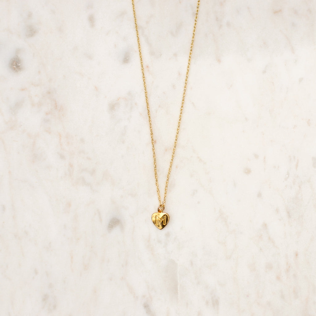 Personalized M Letter Initial Charm on Gold Chain