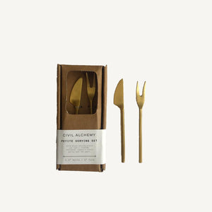 Petite Brass Serving Set | Civil Alchemy | Aesthetic Utensils | Solid Brass Kitchenware | Golden Rule Gallery | Excelsior, MN