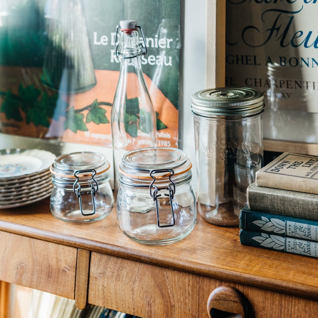 Rounded French Glass Storage Jar with Airtight Rubber Seal Vintage Display at Golden Rule Gallery
