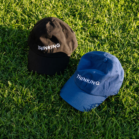 Black and Blue Thinking Baseball Caps by Poketo