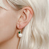 Wolf Circus Erin Pearl Earrings in Gold and Green Emerald at Golden Rule Gallery