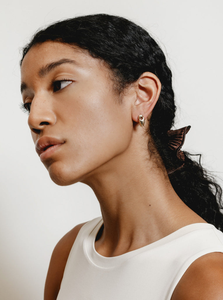 Model Styled in Wolf Circus Gold Plated Esther Earrings