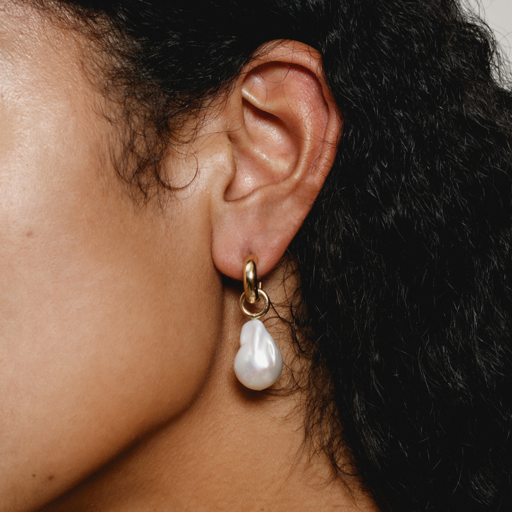 Wolf Circus Jewelry | White Pearl Suki Earrings | Wuki White Pearl Earrings in Gold | Excelsior, MN | Golden Rule Gallery | Jewelry | Earrings