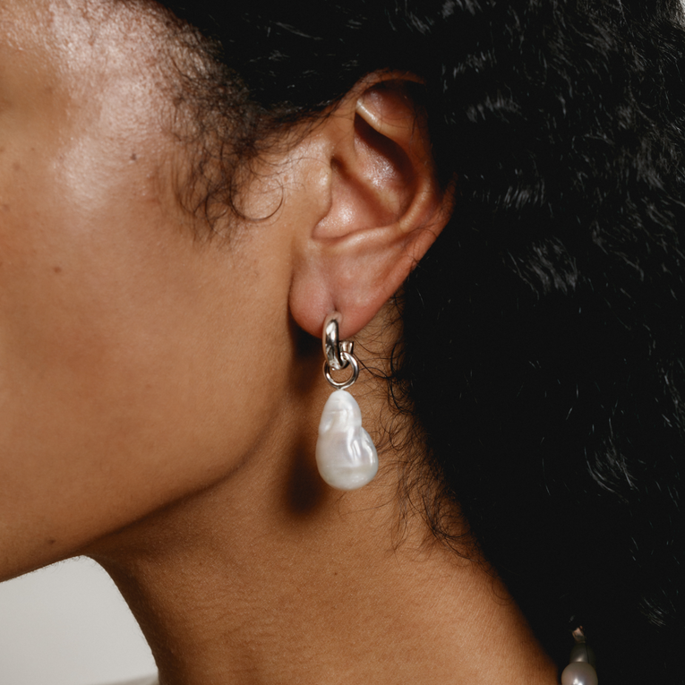 Wolf Circus Jewelry | White Pearl Suki Earrings | Wuki White Pearl Earrings in Silver | Excelsior, MN | Golden Rule Gallery | Jewelry | Earrings