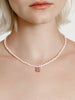 Ama Pearl Gold Necklace with Pink Sapphire Charm by Wolf Circus