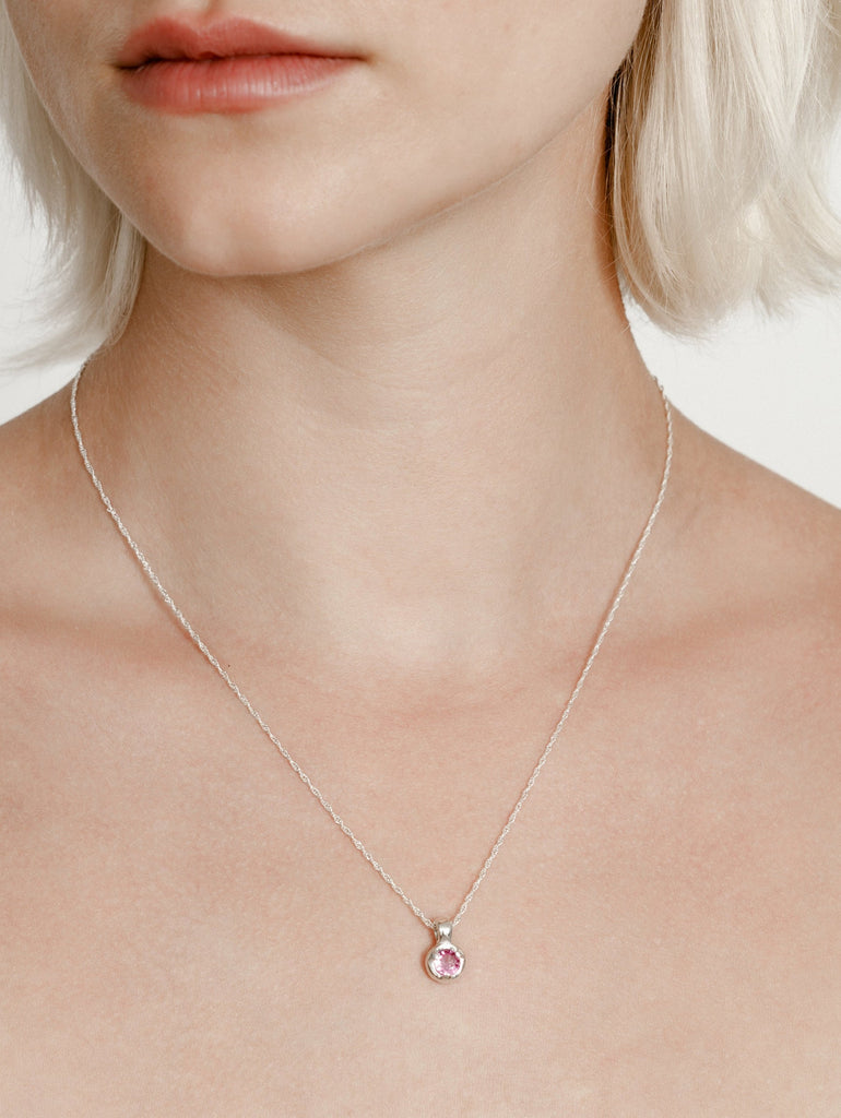 Nina Silver Necklace with Pink Sapphire by Wolf Circus at Golden Rule Gallery