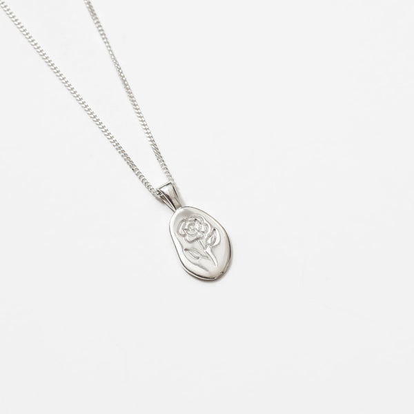 Wolf Circus Engraved Rose Necklace in Silver at Golden Rule Gallery