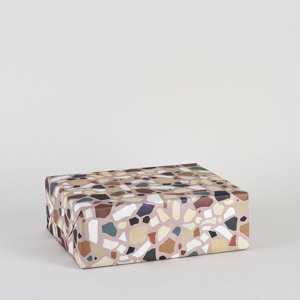 Terrazzo Gift Wrap | Terrazzo Pattern Wrapping Paper | Abstract Wrapping Paper | Golden Rule Gallery | Wrap Magazine | Excelsior, MN