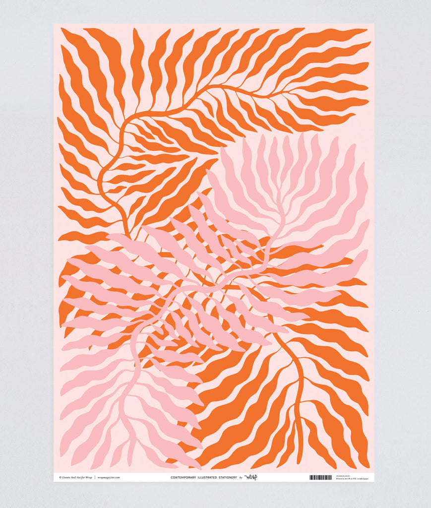 Orange and Pink Leaves Gift Wrap at Golden Rule Gallery in Excelsior, MN