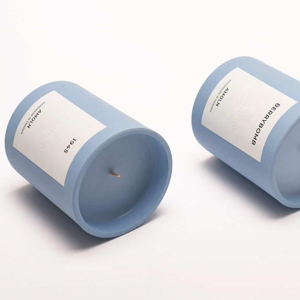 Blue 1945 Amoln Candle Handmade in Sweden