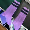 Purple Grandpa Socks with Black Varsity Stripe