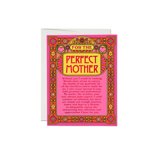For The Perfect Mother greeting card for Mother's Day or Mom's Birthday, from Red Cap Cards
