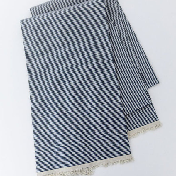 Linen Tea Towel in Navy Gingham - Heirloomed