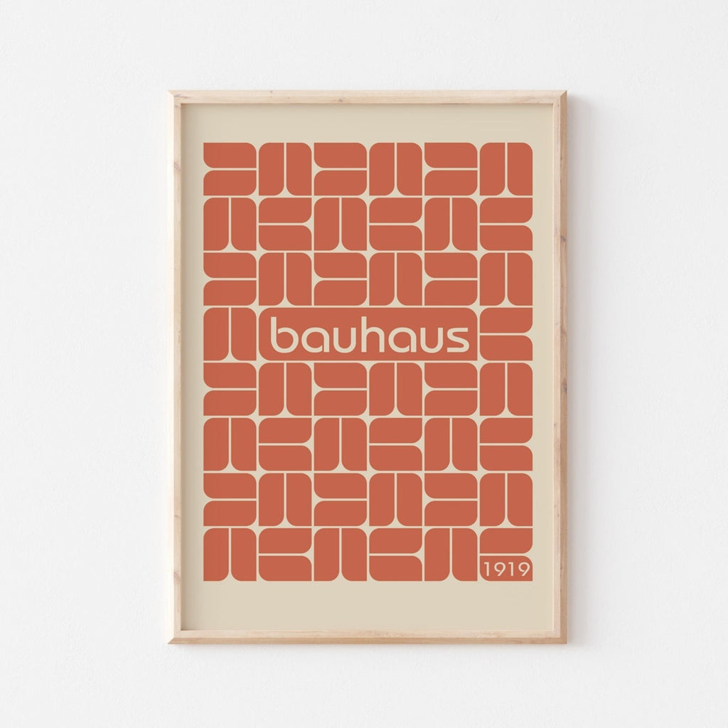 Bauhaus Modern Rendition Red Exhibition Art Print by Elisaprints at Golden Rule Gallery in Excelsior, MN