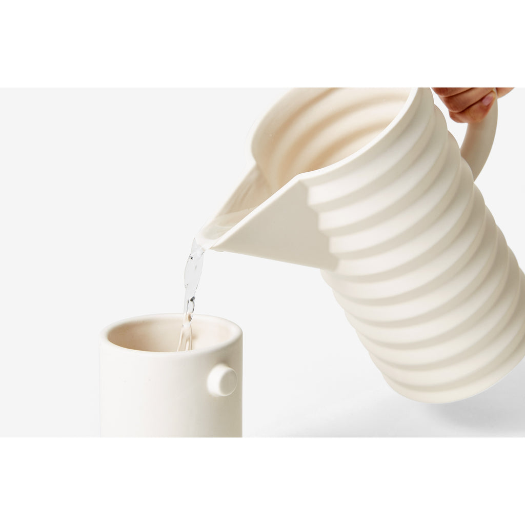 Areaware White Ribbed Water Pitcher