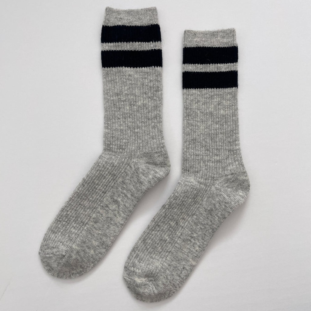 Grey Cashmere Socks with Stripes