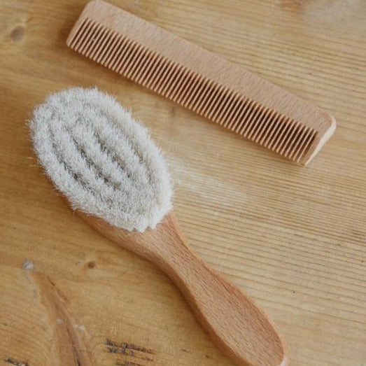 Baby Hair Brush and Comb Set | Gentle and Soft Baby Brush and Comb | Baby Shower Gift | Golden Rule Gallery | Excelsior, MN