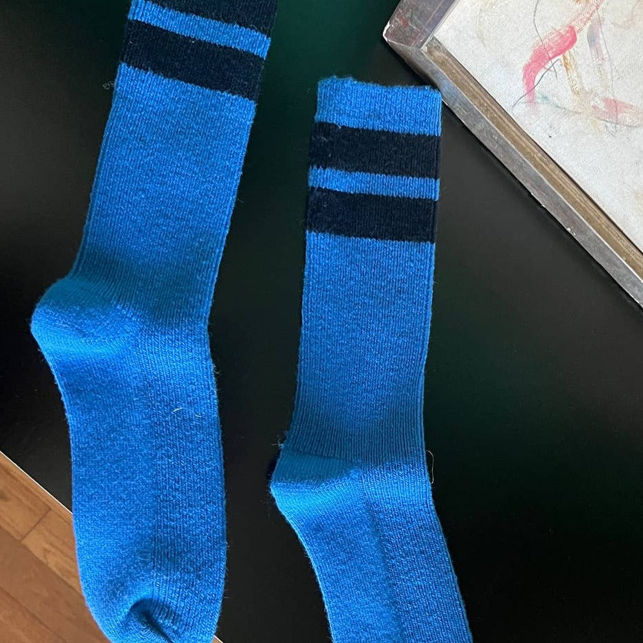 Grandpa Socks Blue with Navy Stripe