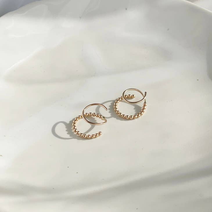 Sequin Twists | 14k Gold Fill | Sterling Silver | Dainty Hoops | Token Jewelry | Handmade Earrings | Golden Rule Gallery | Excelsior, MN