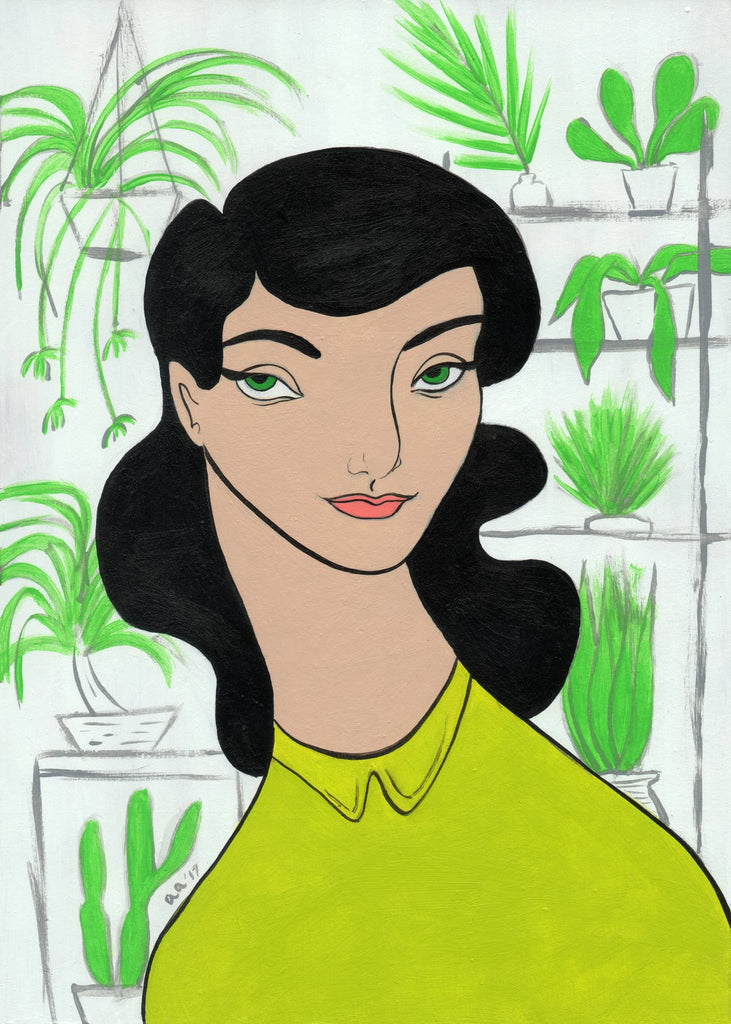 Amanda Laurel Atkins Art + Illustration | Matisse Portrait Print | Green Plant Woman Illustration | Golden Rule Gallery | Excelsior, MN