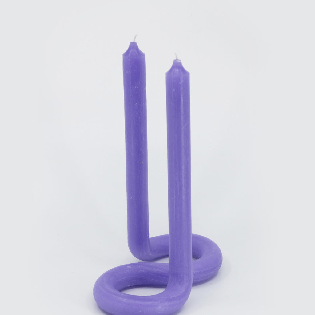 Twist Duo Taper Candle in Lavender Purple at Golden Rule Gallery in Excelsior, MN
