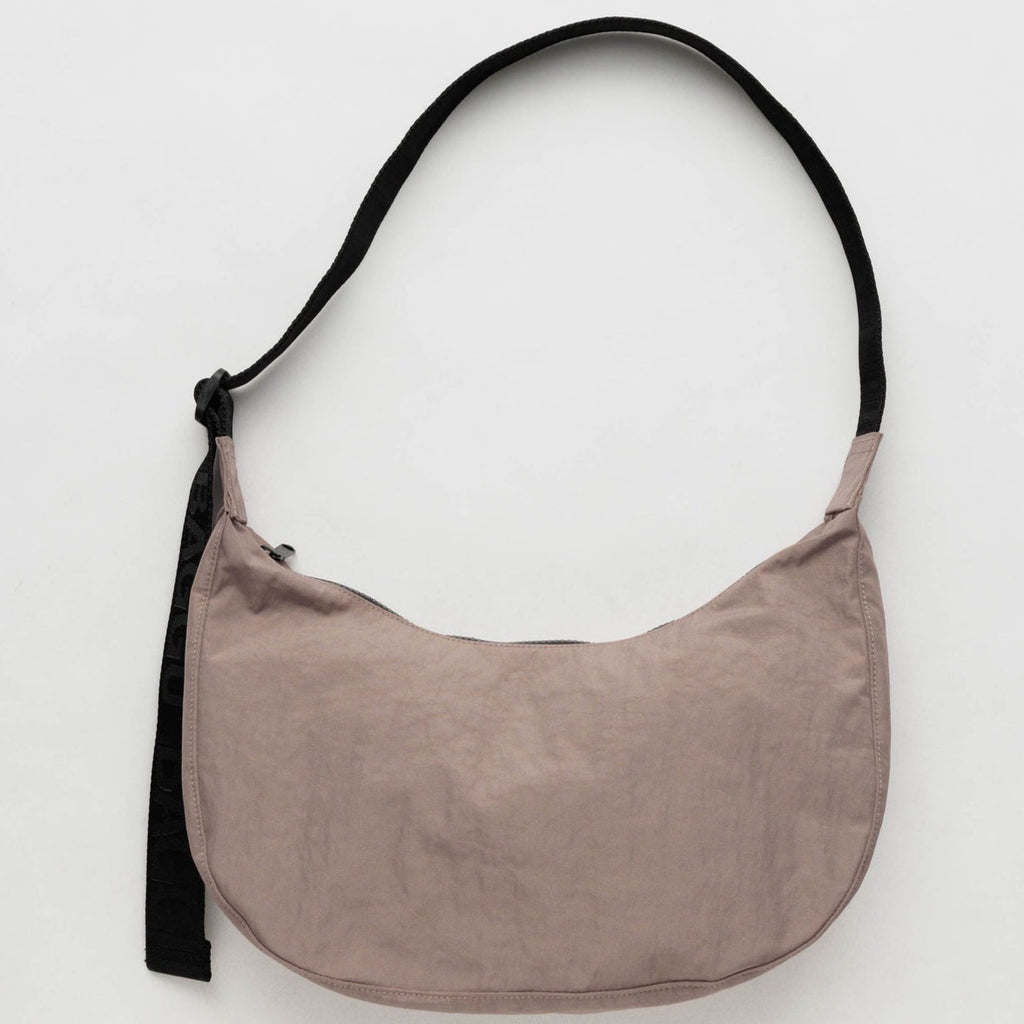 Taupe Baggu Medium Nylon Crescent Bag at Golden Rule Gallery