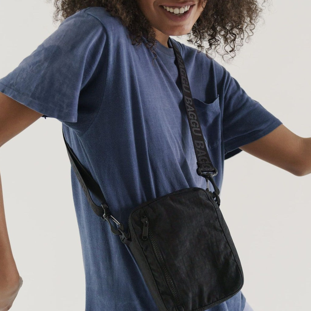 Black Baggu Sport Crossbody Bag On Model