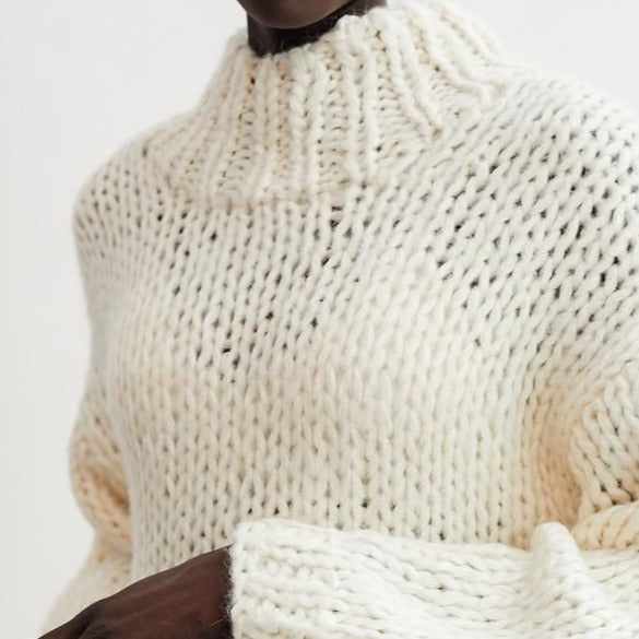 Off White Cookie Knit Pullover | Chunky Knit Sweater | Neutral Knit Sweater | JUST Female Apparel | Sustainable Fashion | Female Owned Fashion | Sustainable Fashion Twin Cities | Golden Rule Gallery | Excelsior, MN