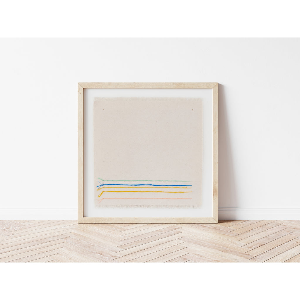 "Spearmint Cream Stripes" Archival Fine Art Print | Unframed | Colorful Stripes Minimalist Embroidery Art Print | Emily Keating Snyder Art | Minimalist Embroidery Art Prints | Golden Rule Gallery | Excelsior, MN