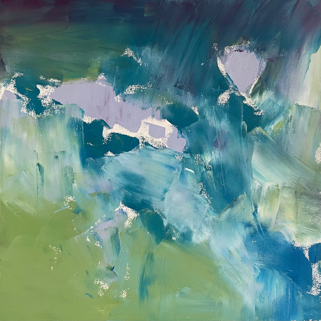 Donna Bruni Gliding Original Abstract Oil Painting at Golden Rule Gallery in Excelsior, MN