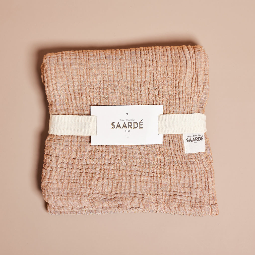 Enes Crinkle Baby Blanket | Natural Toned Baby Blanket | Turkish Cotton | Golden Rule Gallery | Excelsior, MN |