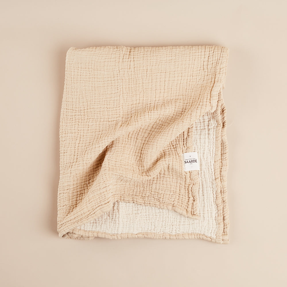 Enes Crinkle Baby Blanket in Sand/Clay | Saardé | Baby Blanket | Golden Rule Gallery | Excelsior, MN