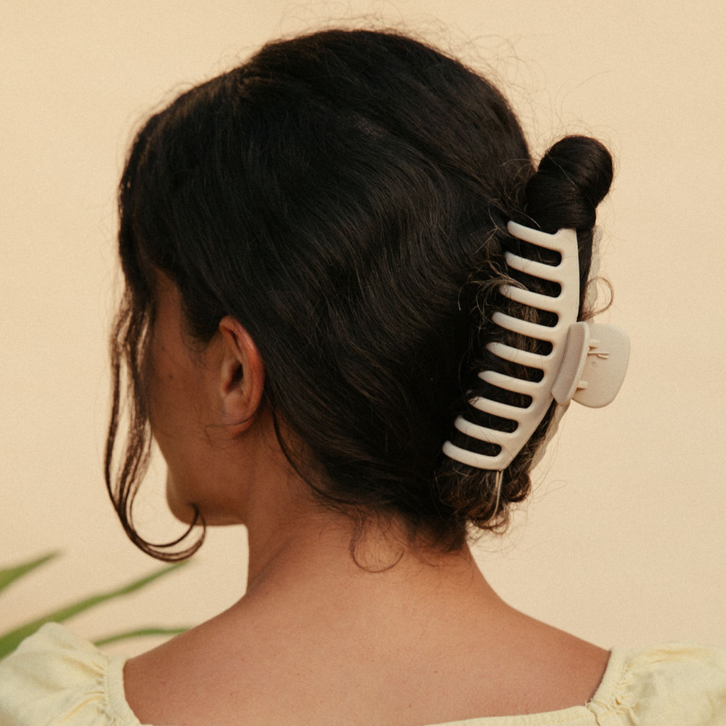 Large Matte Rosalie Hair Claw Clip in Neutral Colors by Nat + Noor