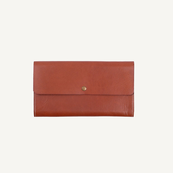 Leather Clutch in Red Tan at Golden Rule Gallery 