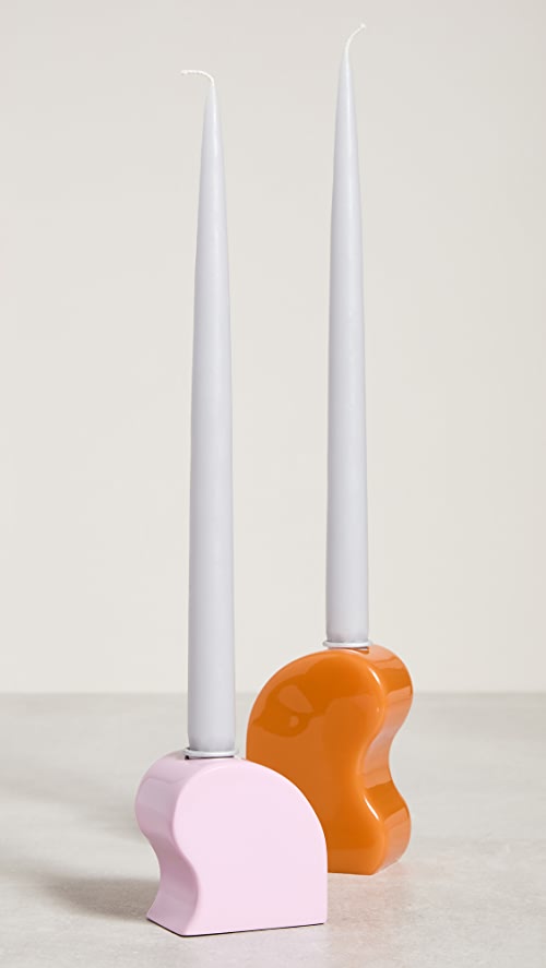 Orange and Pink Seymour Hugging Taper Candle Holders by Areaware