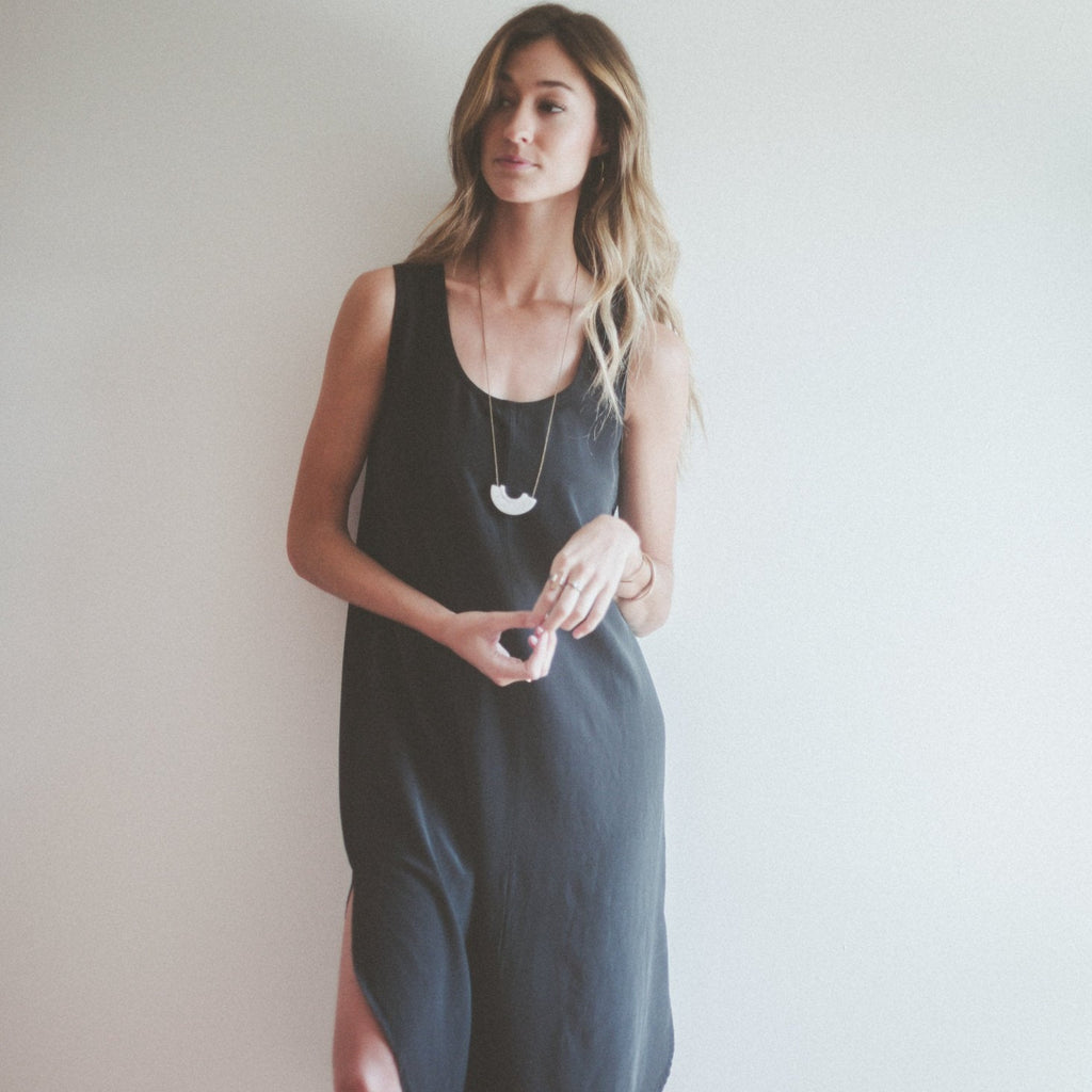 Covil Washed Silk Dress in Black | Winsome Goods | Minneapolis Made Apparel | Black Silk Summer Dress | Ethical and Sustainable Clothing | Excelsior, MN