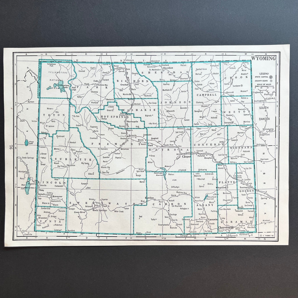 Wyoming Vintage Atlas Map | 1940 Census of Wyoming | United States Maps | Vintage Americana Decor | Golden Rule Gallery