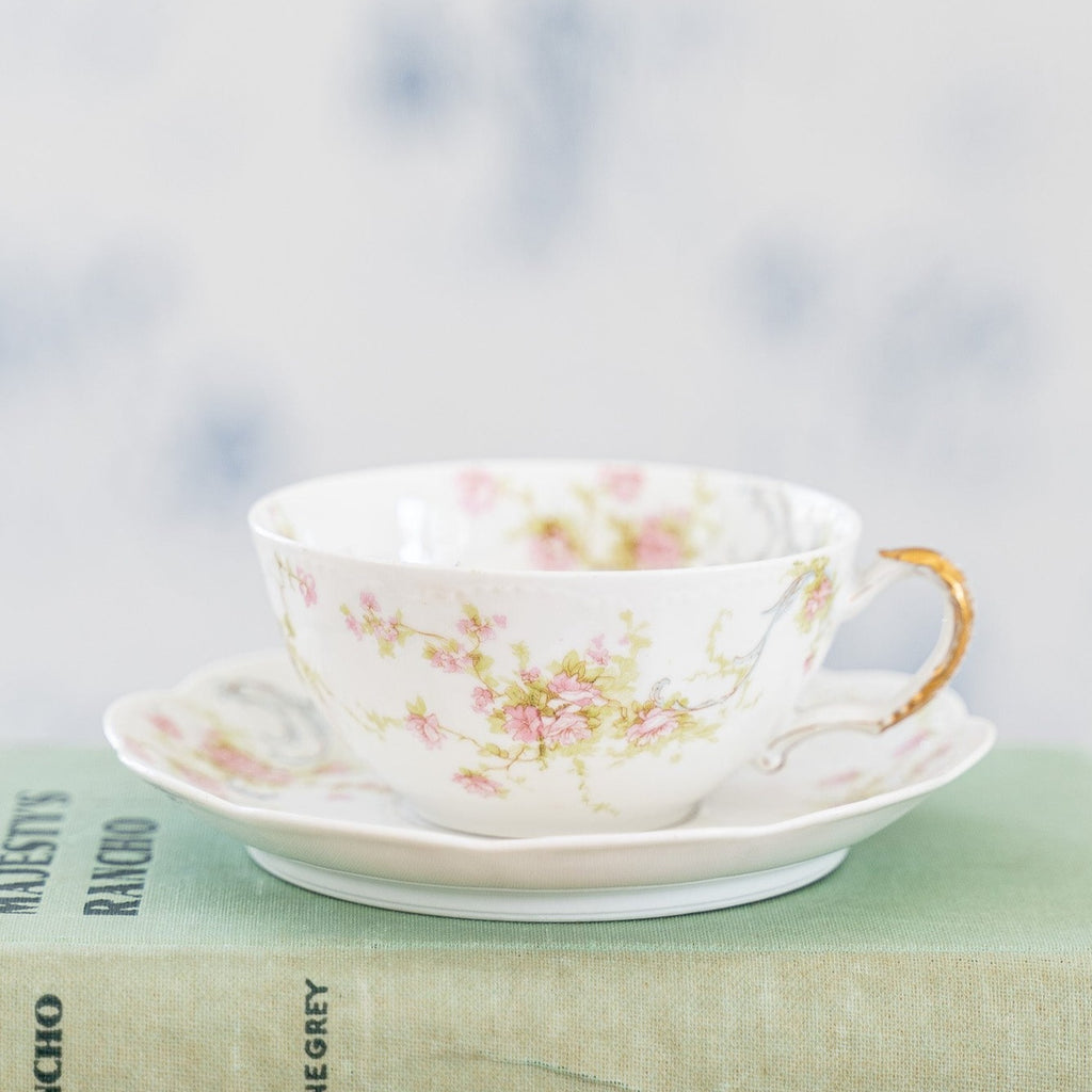 French Floral Antique Tea Cups