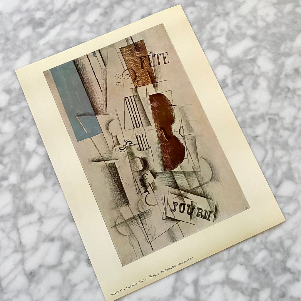 Violin and Newspapers | Synthetic Cubism | Musical Forms | Braque | Abstract Art | Cubism | Vintage Mid-Century Print | Art Collector | Golden Rule Gallery | Excelsior, MN | Minneapolis Gallery