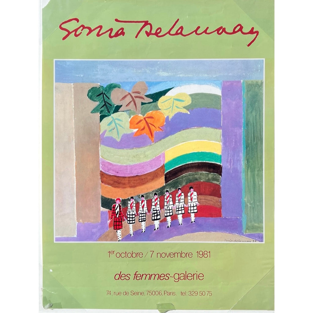 Vintage 80s Delaunay French Exhibition Poster from Des Femmes Galerie at Golden Rule Gallery