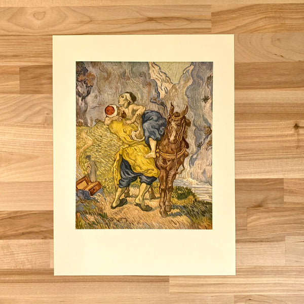 Van Gogh Lithograph Art Print | The Good Samaritan (After Delacroix) | Vintage Collectible Art Print | Golden Rule Gallery | Religious Painting | Post-Impressionism | Christian Art Print