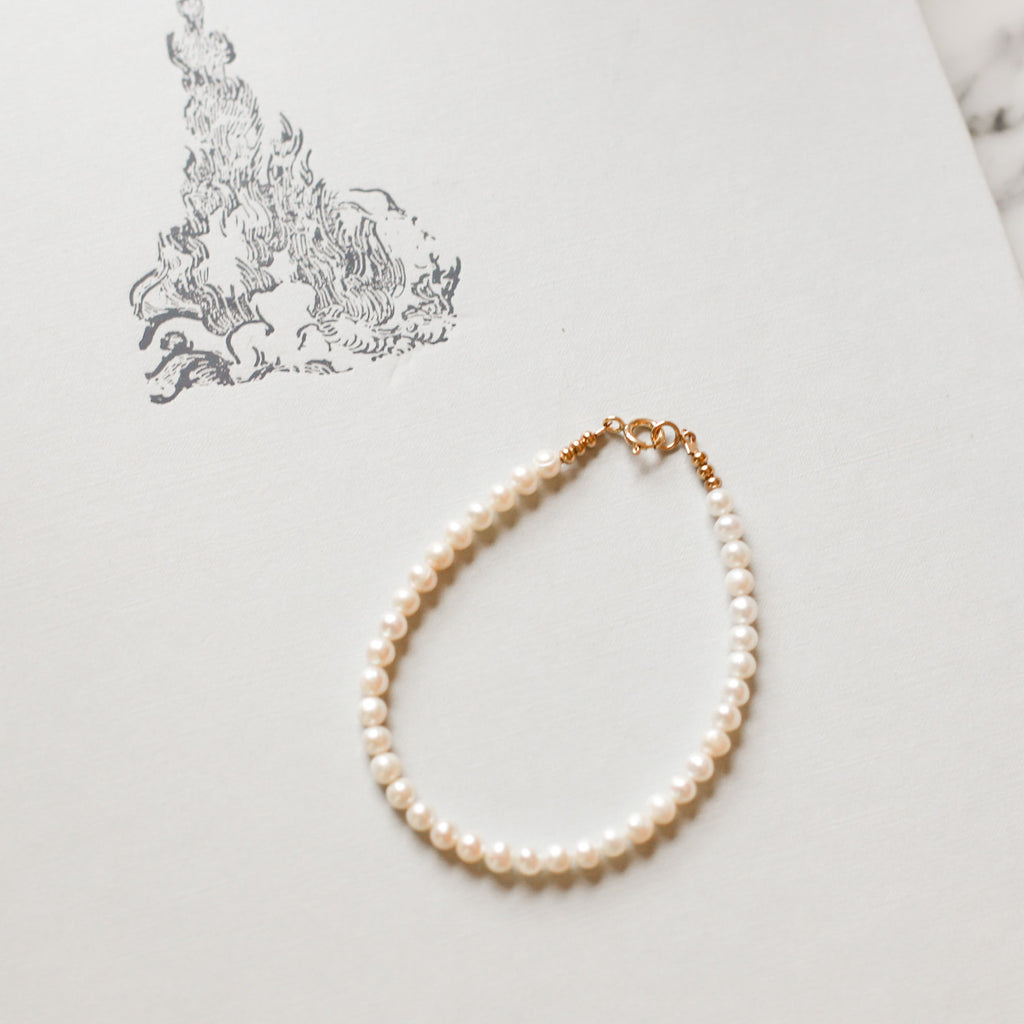 Minneapolis Made Dainty White Pearl Bracelets
