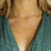Dainty Gold Layering Chains on Model | 1.3 MM Gold Chain | 14KT Gold Necklace Chain | Gold Chain for Layering | Golden Rule Gallery | Excelsior, MN | Protextor Parrish Jewelry | Minnesota Artists | MN Made Jewelry